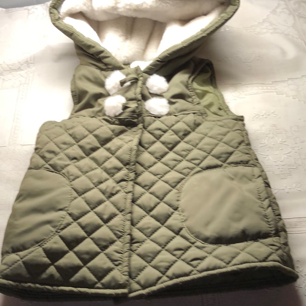 Girls Toddlers Quilted Sleeveless Hooded Vest Jacket